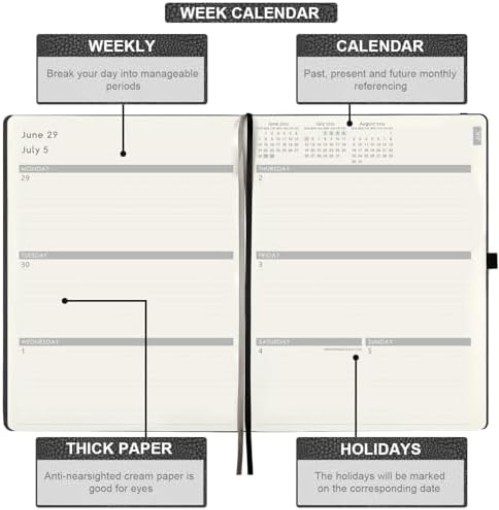 2026-2027 Grey Faux Leather Weekly & Monthly Planner with Pen Loop, 8.5X11