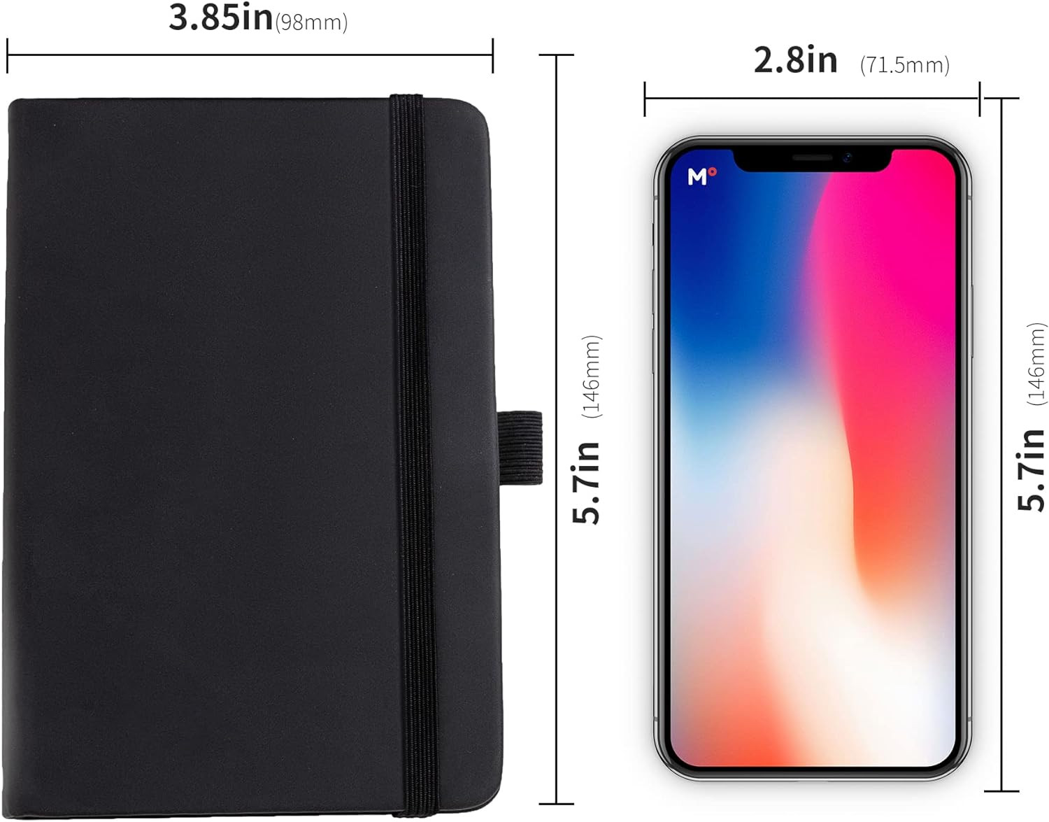 2 Pocket Notebook Small Journal with Leather Hardcover and Pen Holder