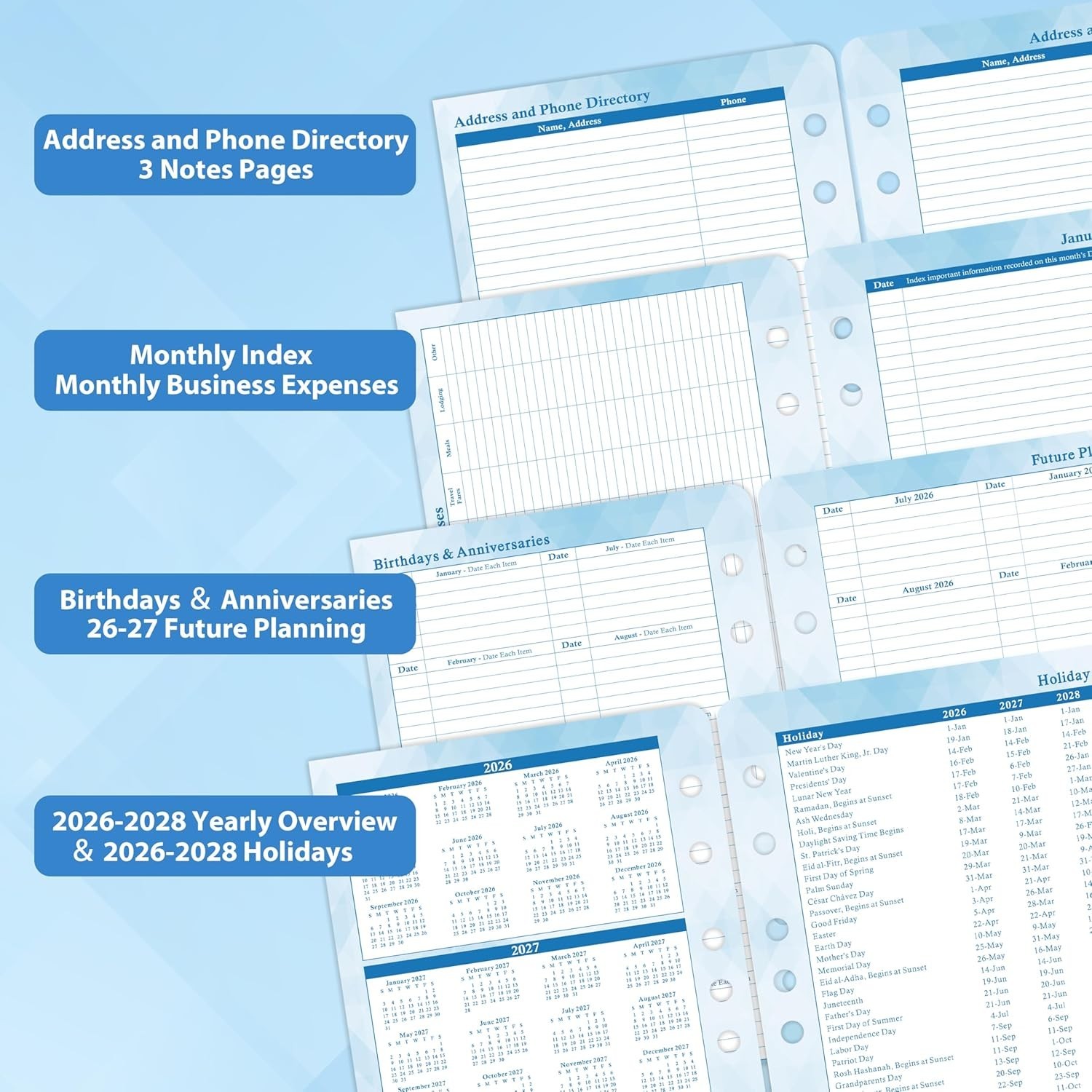 2026-2027 Planner Refills – Jul 2026 – Jun 2027, Two Pages Per Day Daily ＆ Mo…