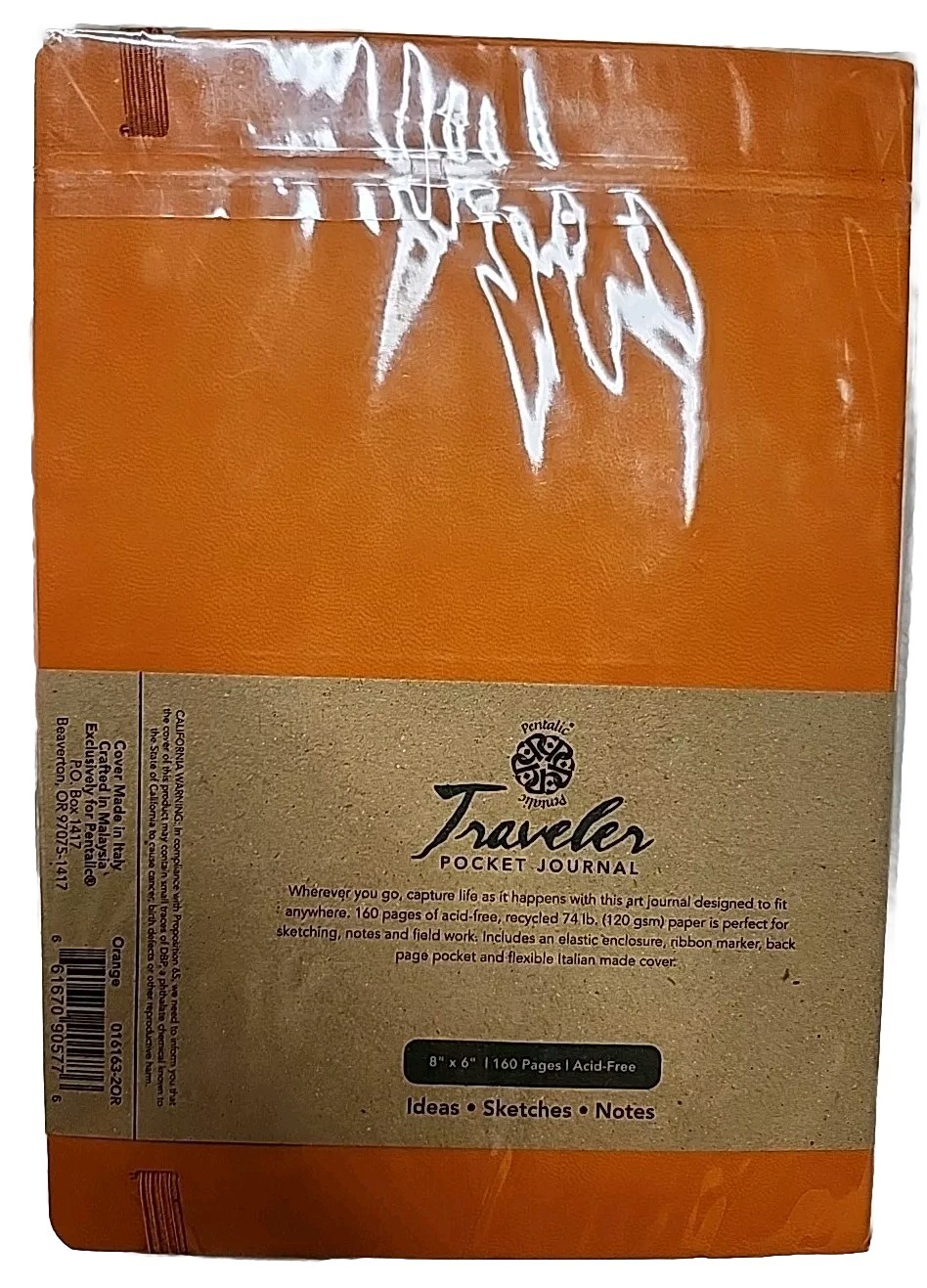 • Pentalic Traveler Pocket Journal, Ideas-Sketch-Notes 8″ x 6″ 160 Pages Orange