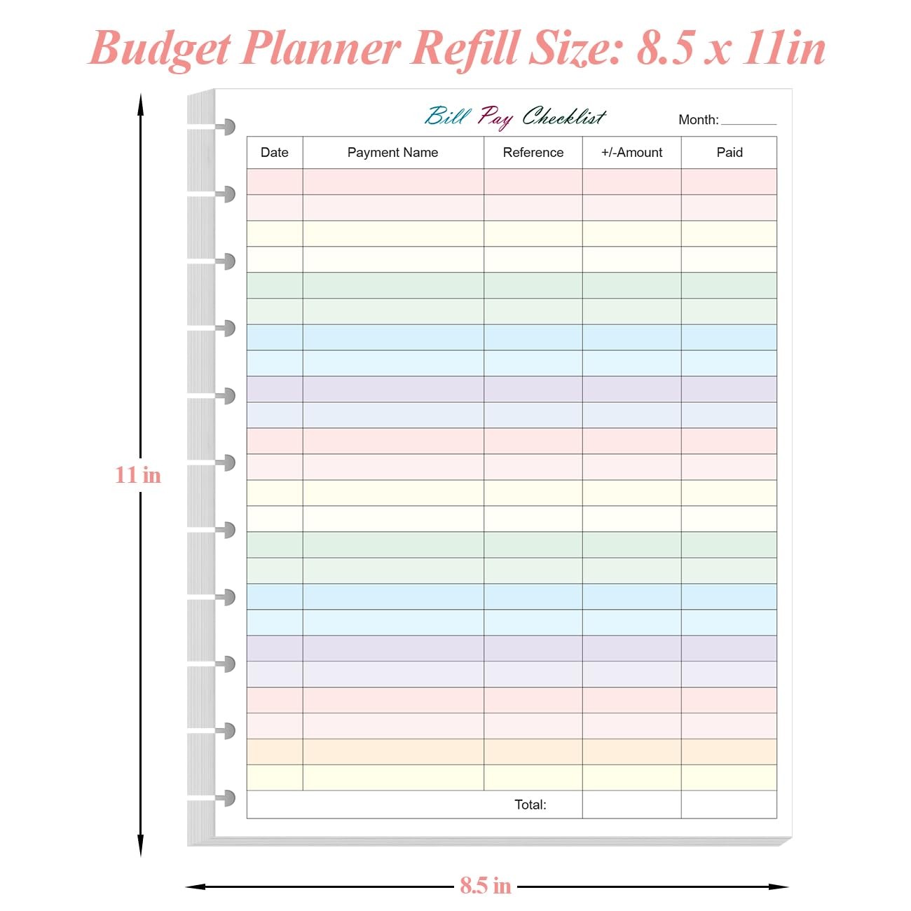 A4 TUL Bill Payment Checklist Refills – 50 Sheets/100 Pages Letter Size Month…