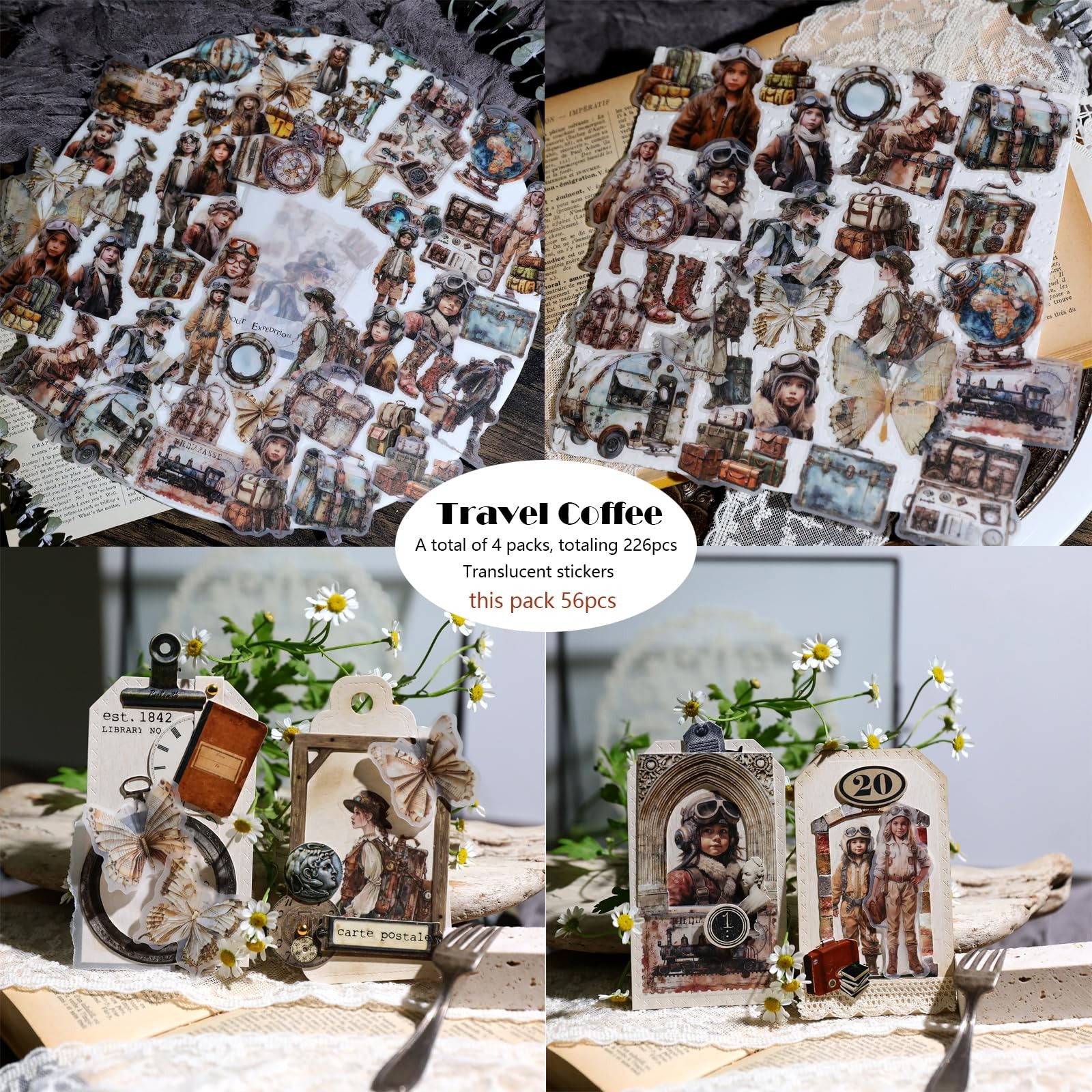 Clear Stickers for Scrapbooking Journaling Vintage Junk Journal Supplies Tran…