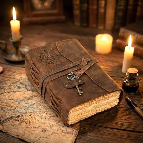 cuero Compass Vintage Leather Journal Antique 4 Inch X 6 Inch, Brown