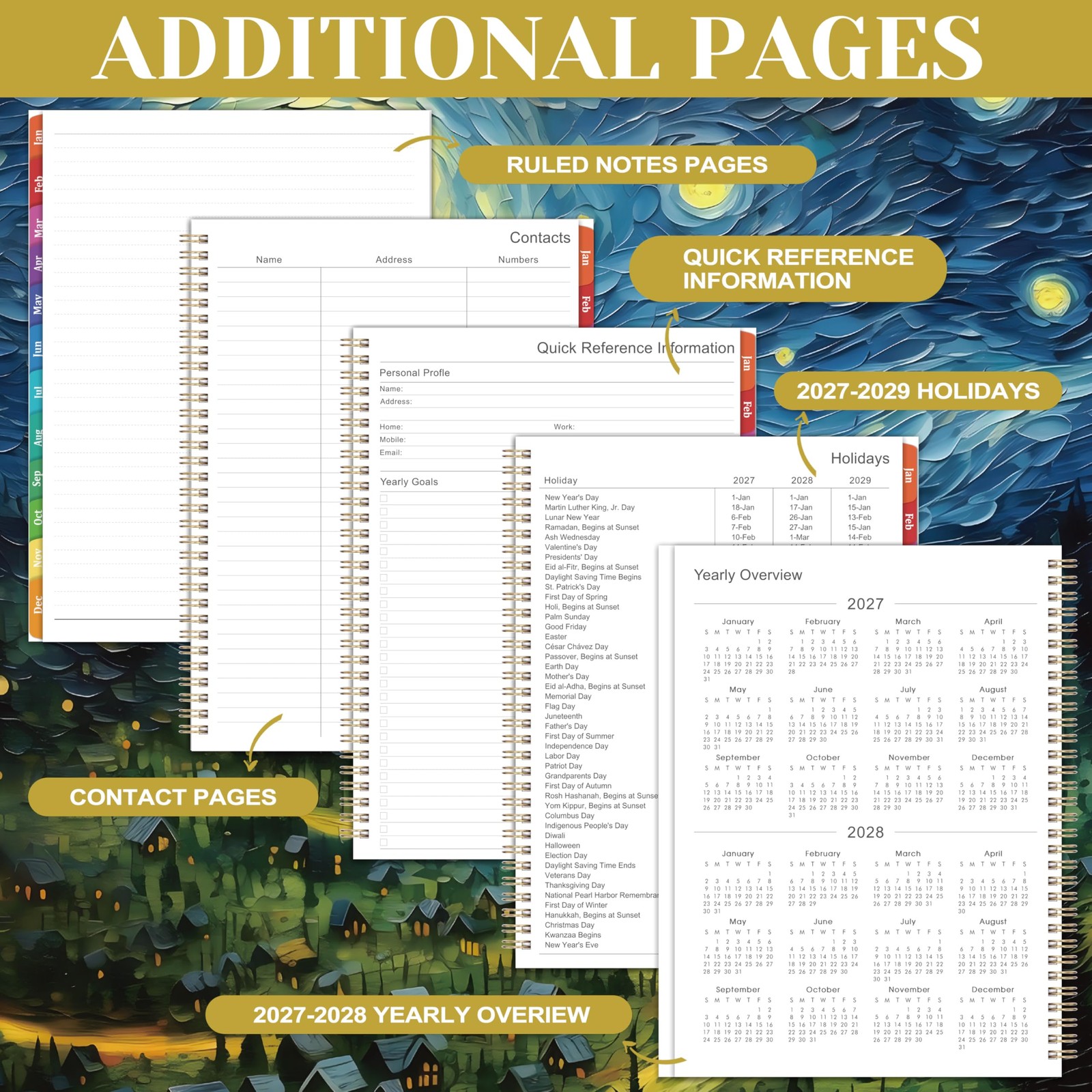 2027 Planner – 2027 Weekly and Monthly, Jan. 2027 – A4, Multicolor 2