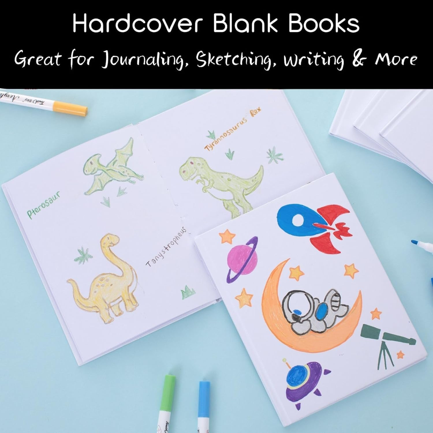 6 Pack Hardcover Blank Book,6X8 Inch Unlined Sketchbook Journal – 18 Sheets/36 P