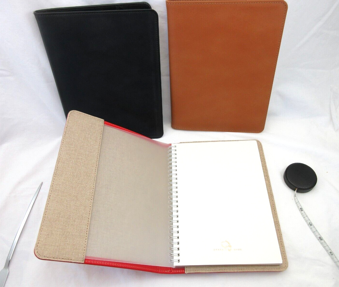 Graphic Image Notebook Refillable 9″ Leather Cover Spiral Lined Pages RED