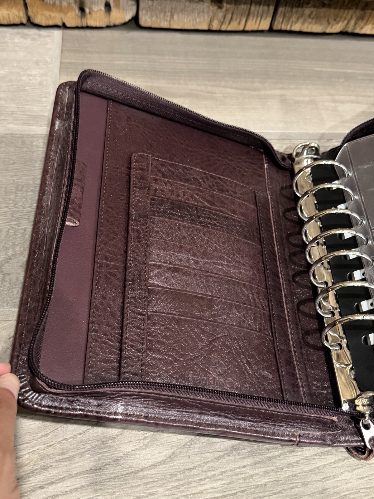 Franklin Covey Burgundy Leather Planner Organizer Binder 7 Ring Zip Around
