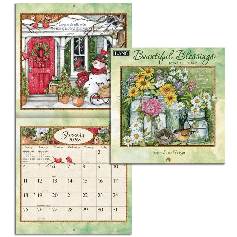 Lang, Bountiful Blessings 2026 Mini Wall Calendar, 7” X 7″W x 0.2″H, 2026