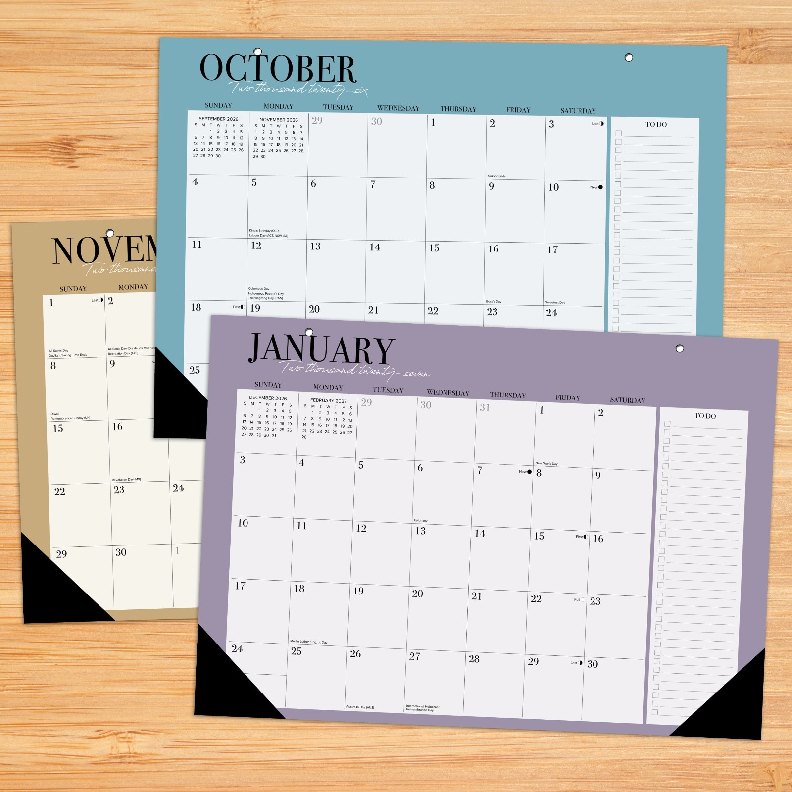 Urban Chic Academic Year July 2026 – June 2027 17″ x 12″ Small Monthly Deskpad
