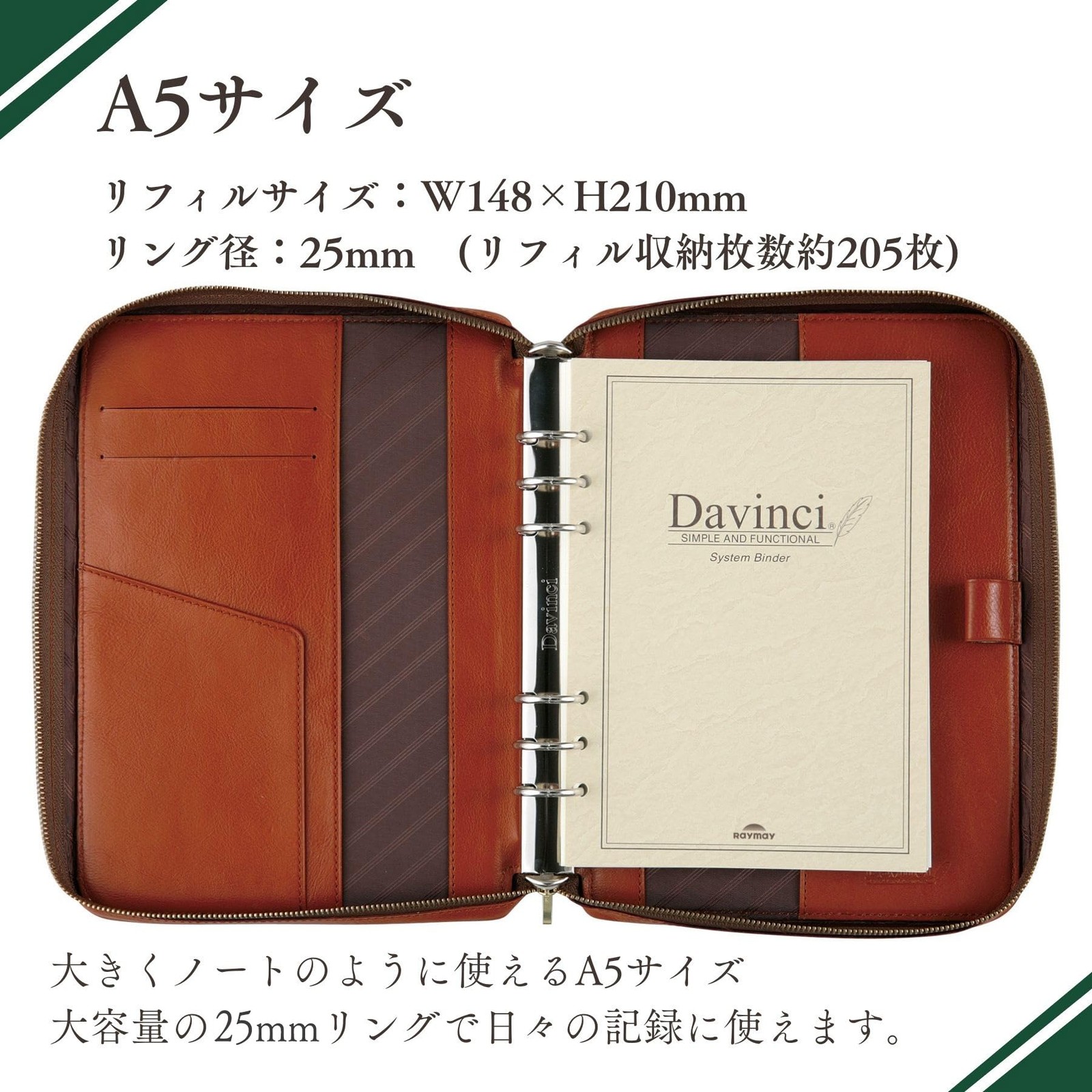 Raymay Fujii Davinci Standard A5 System Planner, Black DSA3001B