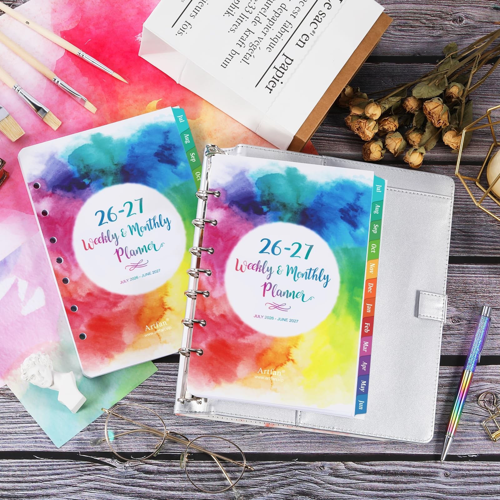 2026-2027 Planner Refills – 7-Hole Punched 5.5 x 8.5 inches, Multicolor