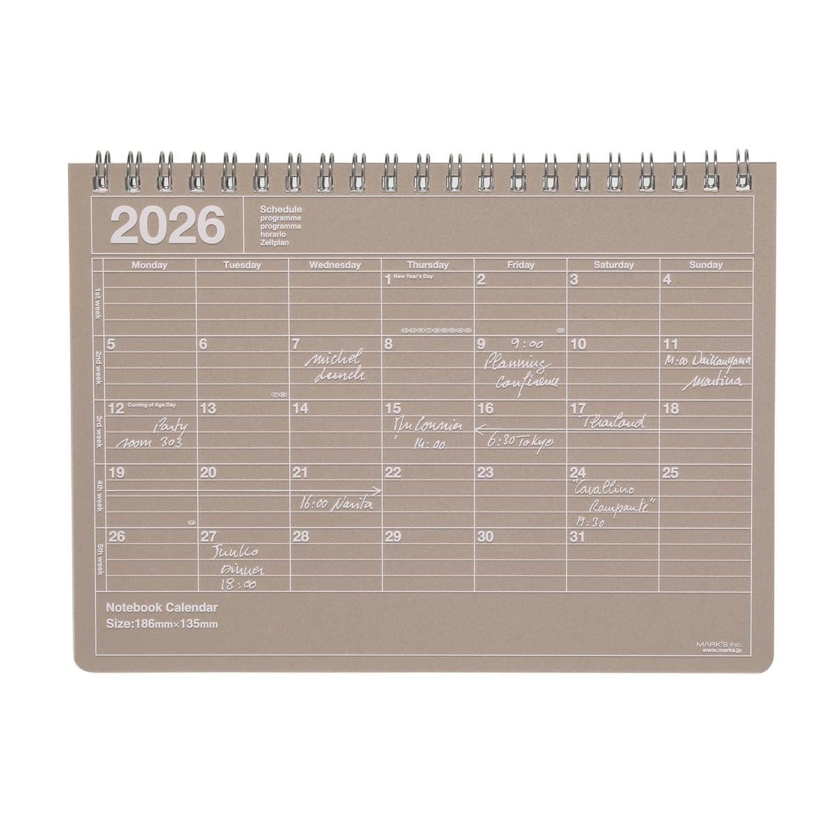 Planner 2026 Schedule Book, January 2026 Start, Monthly, B6 Modified Size, Noteb