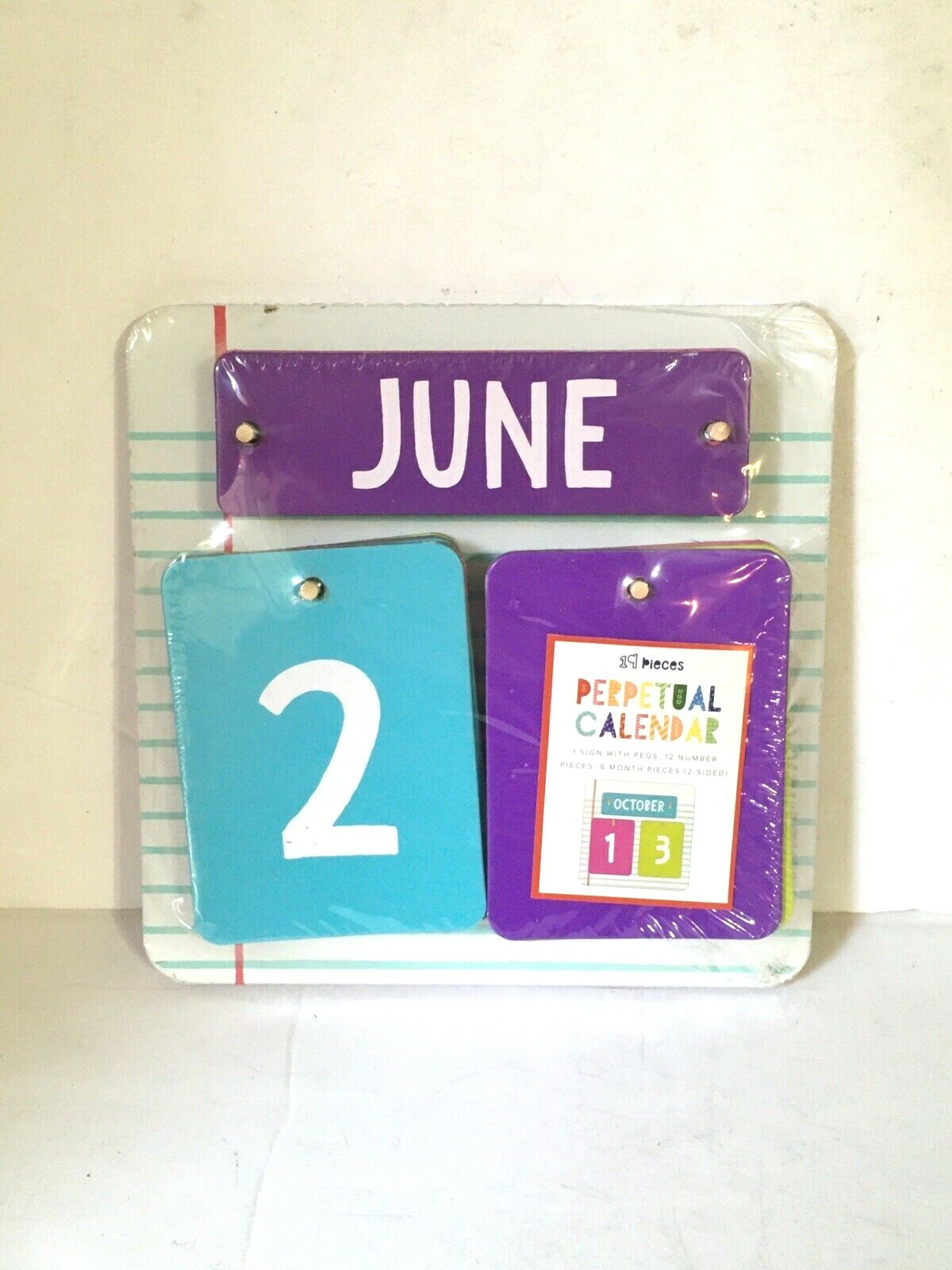 SET OF 2 COLORFUL WOOD PERPETUAL DESK CALENDAR