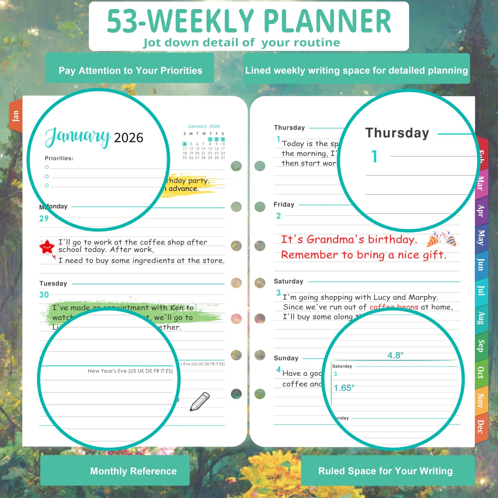2026 Planner Refills – Planner Refills 2026, JAN 2026 – DEC 2026, 5-1/2″ x