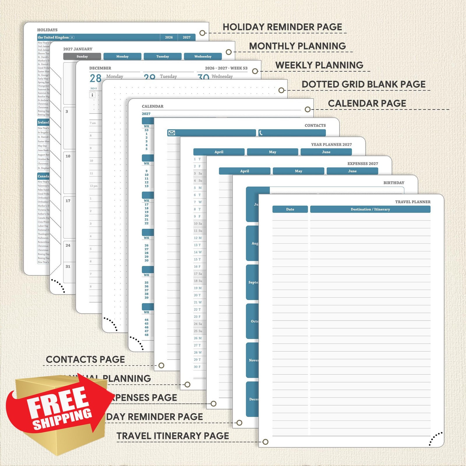 IN-LUXPRO Coffee 18mo Vertical Planner 6.5×8.5