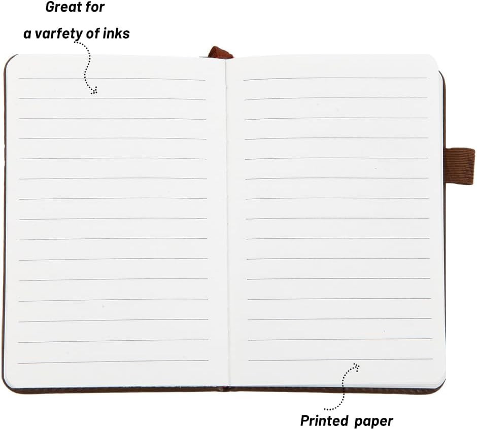 Small Pocket Notebook, Leather Journal Mini (Brown)