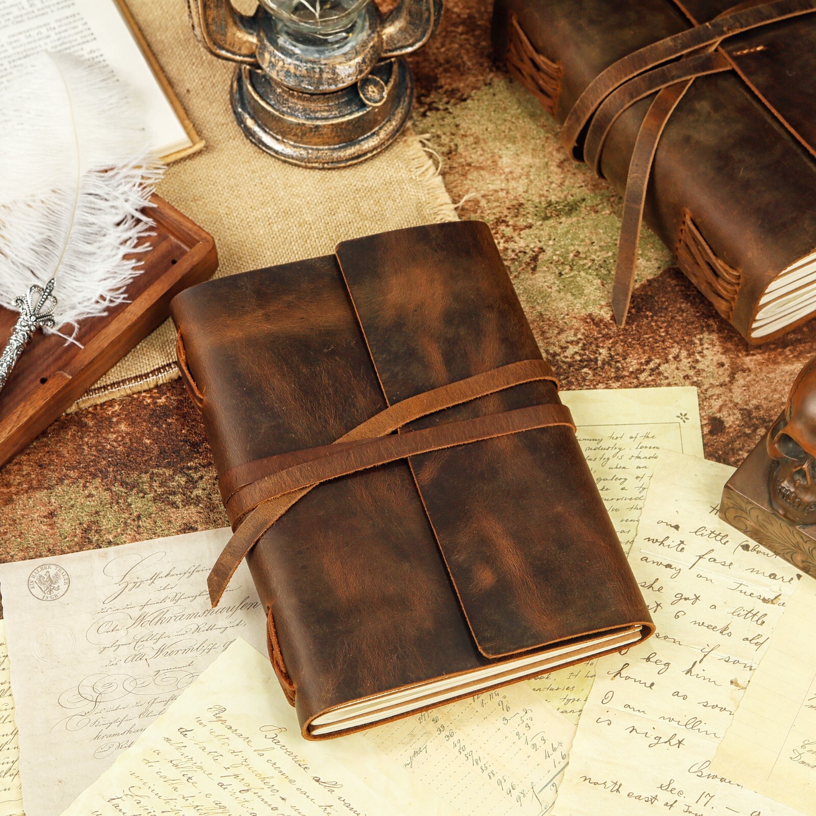 Personalized Leather Travel Journal Notebook For Writing A5 Size 300 pages