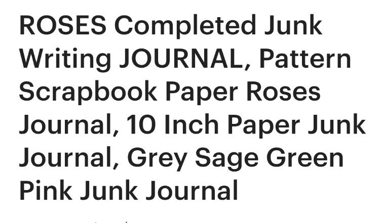 SALE! Handcrafted 10″ Journal Scrapbook Paper Writing Notebook Pink Green Roses
