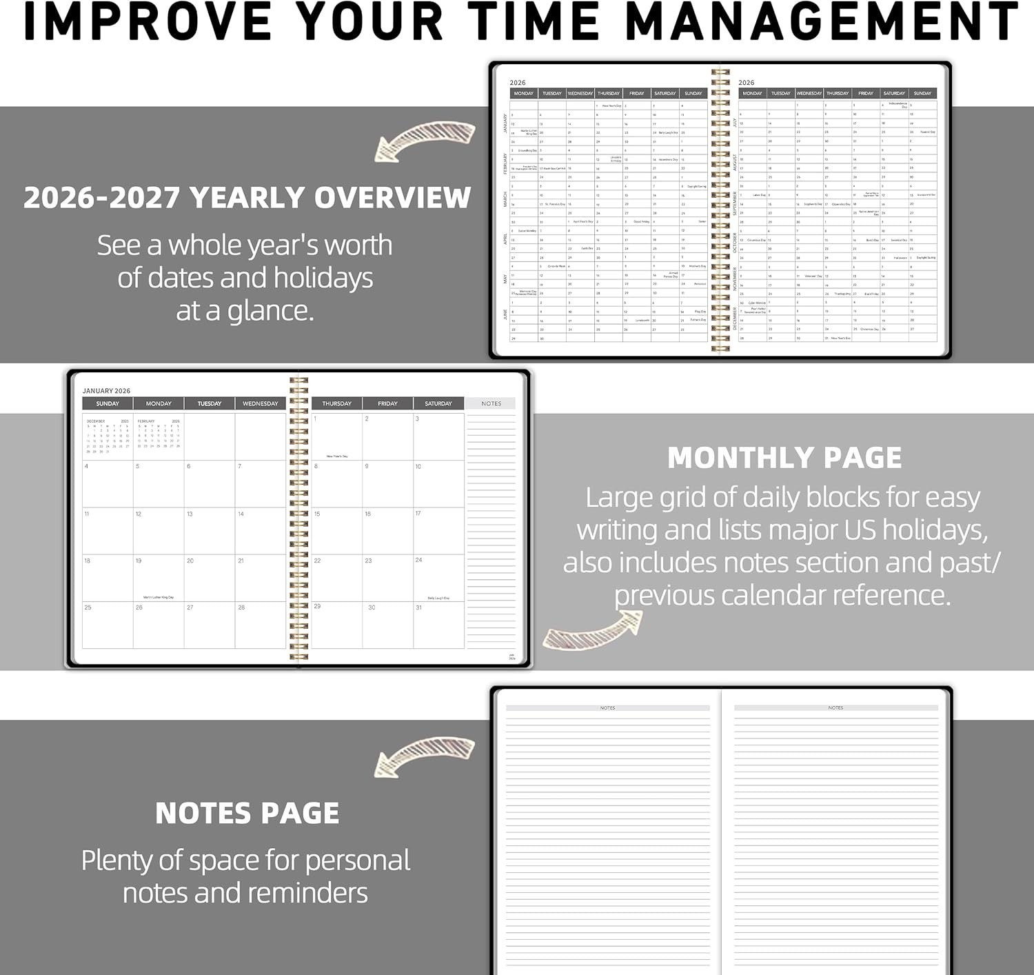 Durable 24- Planner 9×11 Inch, Waterproof PVC Cover for Teachers & Students