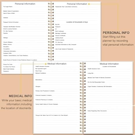 End of Life Planner: Final Arrangements Organizer & Will Prep, Rose Leaf Design