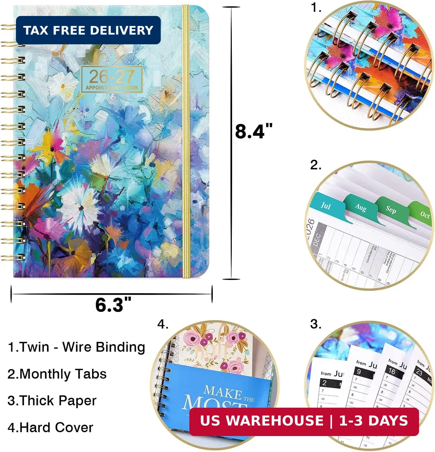 2026-2027 Appointment Book – Weekly & Monthly Planner, 6.3″ x 8.4″, JULY 2026 –