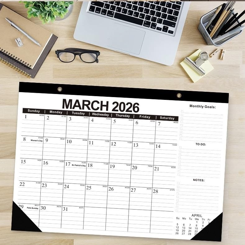 Desk Calendar 2026, Large 17″ x 12″ 18 Months Runs from B#2026-2027