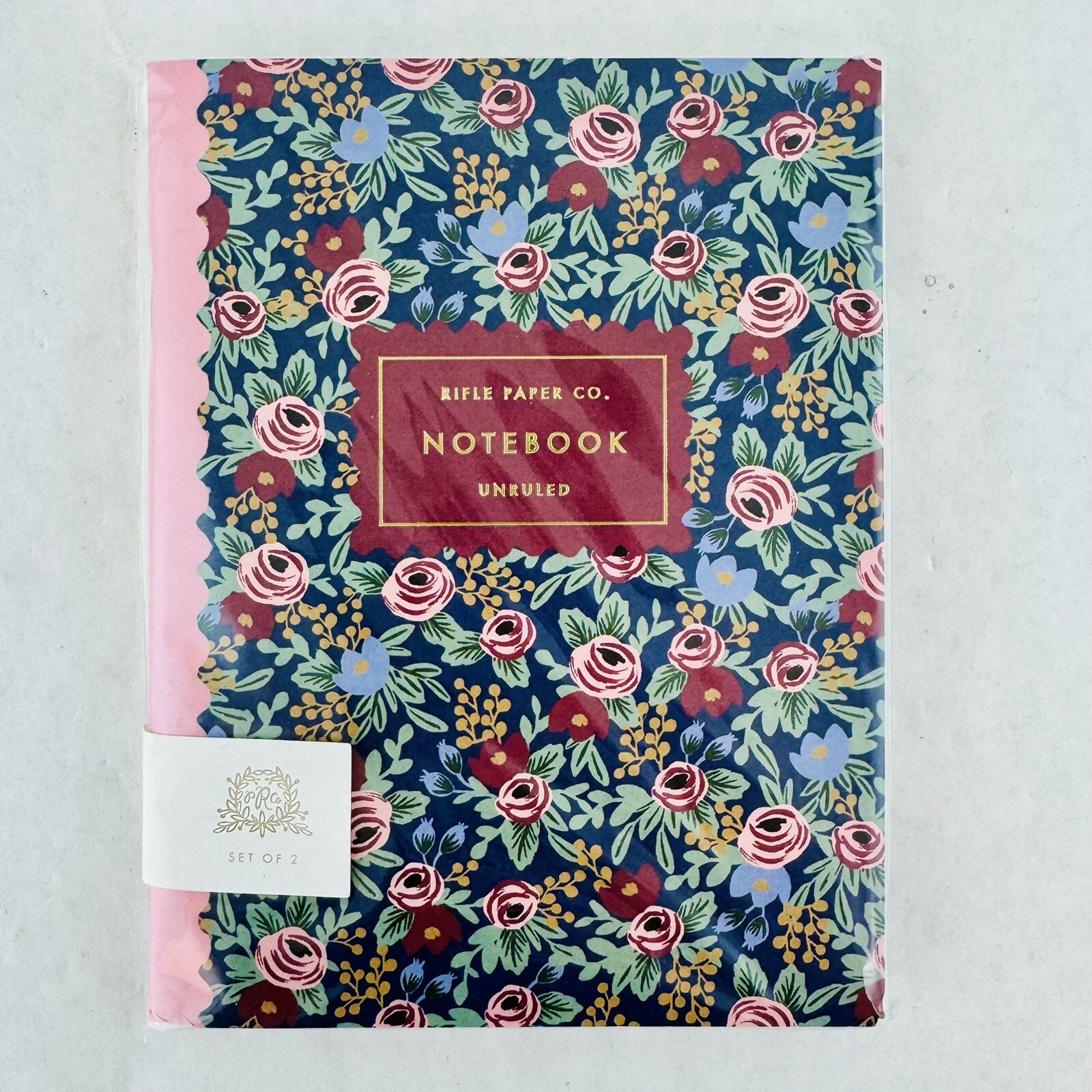 Rifle Paper Co. Pocket Notebook Unruled Set of 2 – Rosa Flower Pink 32 Pages