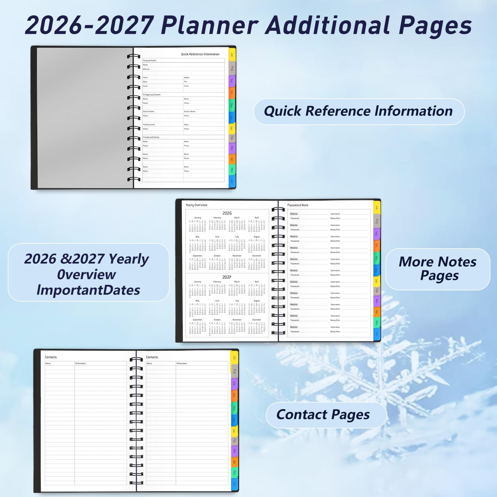 Daily Planner 2026-2027, 18-Month Weekly and Monthly 5.7 x 8.3 inches, Black