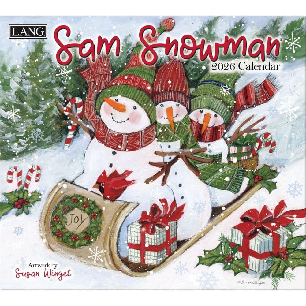Lang Sam Snowman 2026 Wall Calendar – 12-Month 12.5″W x 0.2″H, 2026