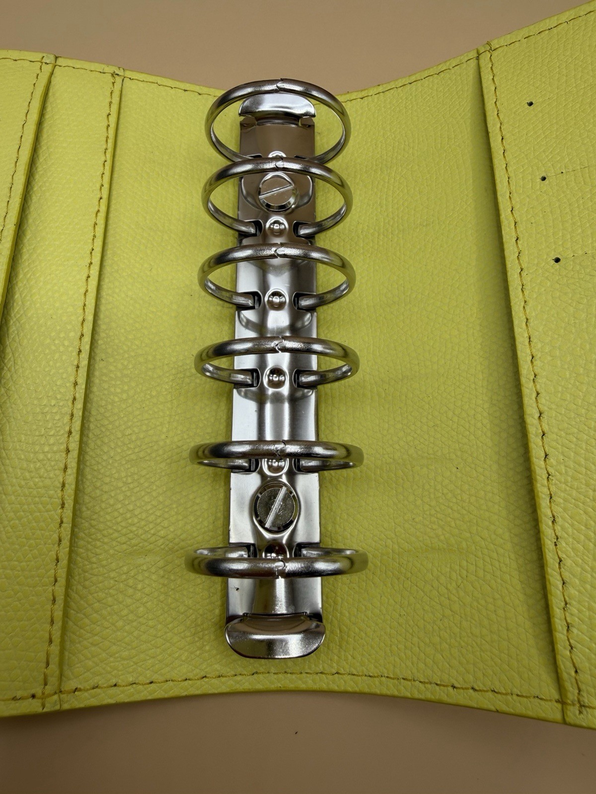 Naya Paperie Pocket Ring Planner Neon Yellow Leather 25mm Rings Pen Loop