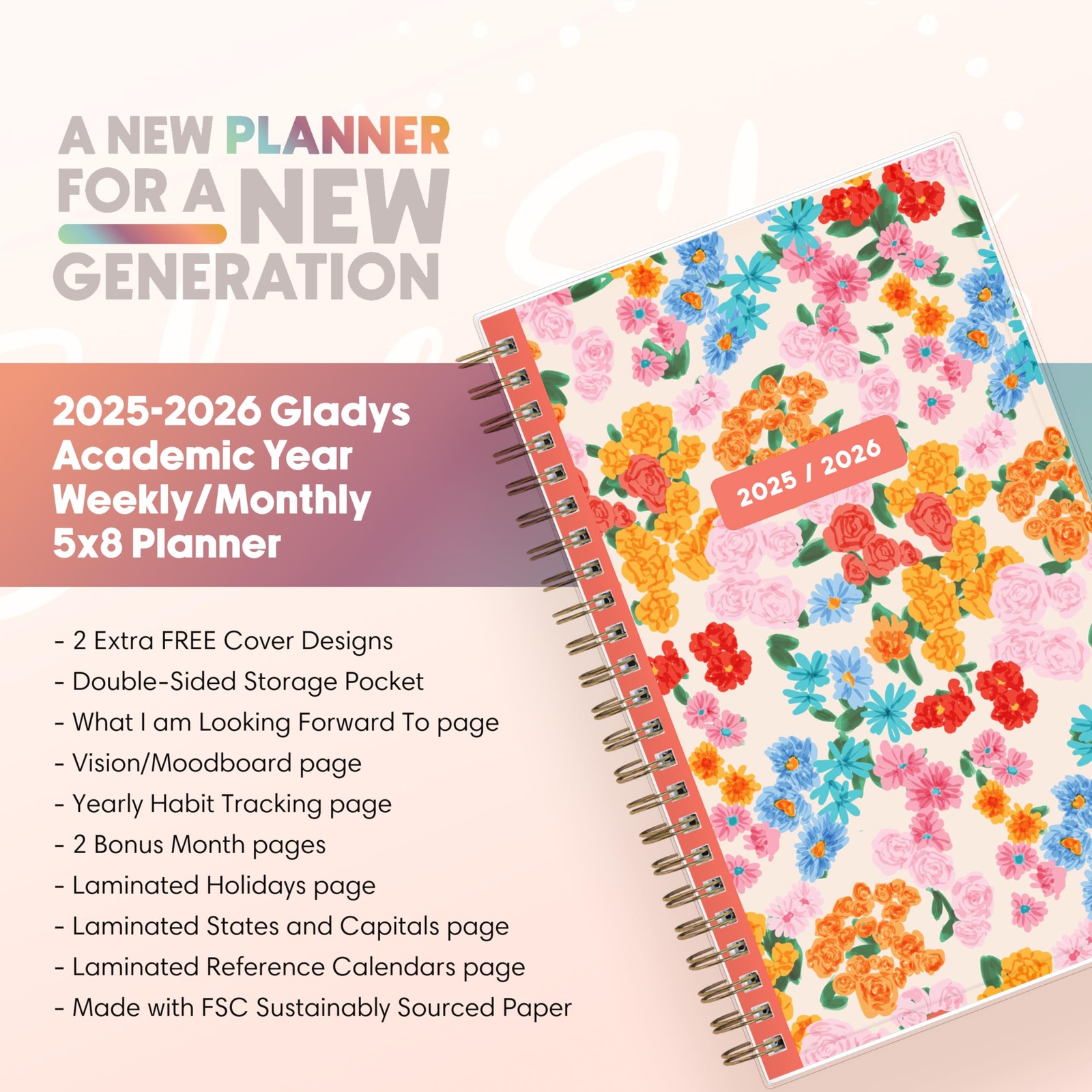 Blue Sky 2025-2026 Weekly and Monthly Academic Year Planner Calendar, July 20…