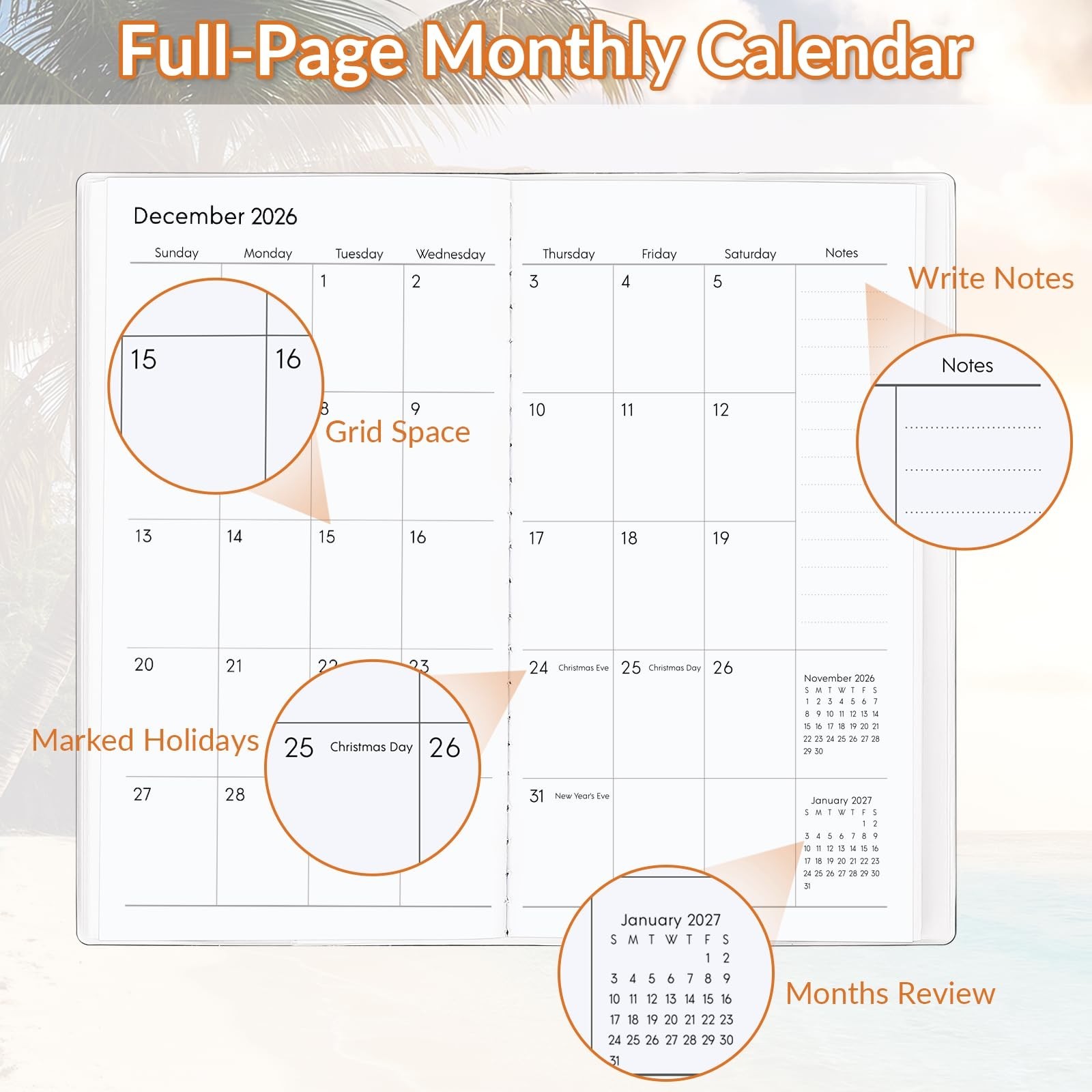 Pocket Calendar 2026-2027, Purse Monthly Planner – 3.7″ x 6.7″ – Runs from Ja…