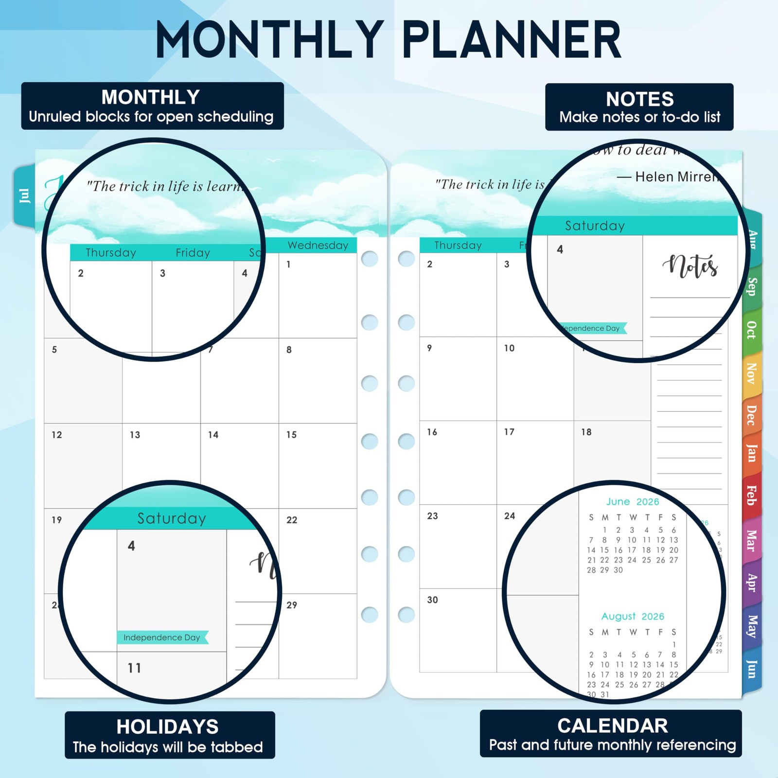 2026-2027 Planner Refills – A5 Planner Inserts with 7-Hole Punched, JUL 2026 …
