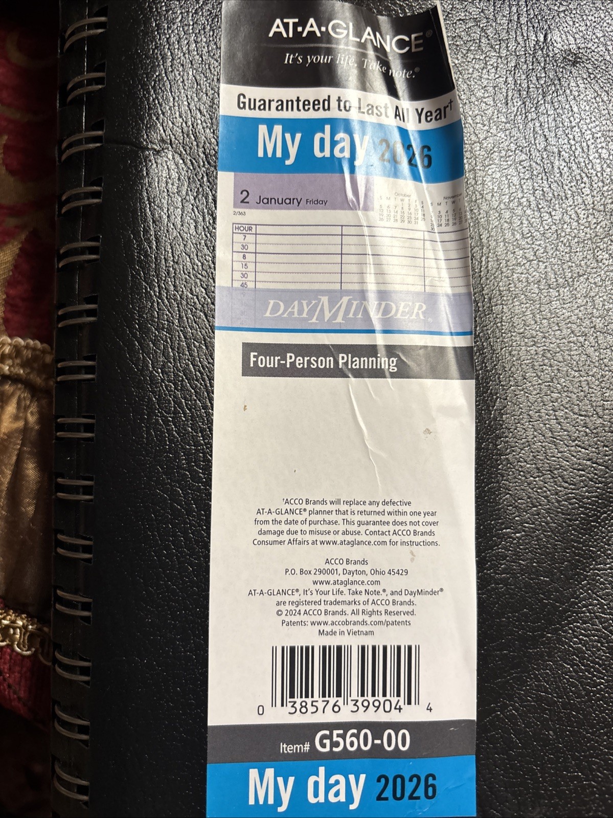 2026 At-A-Glance DayMinder G560-00 4-Person Daily Appointment Book 8 “