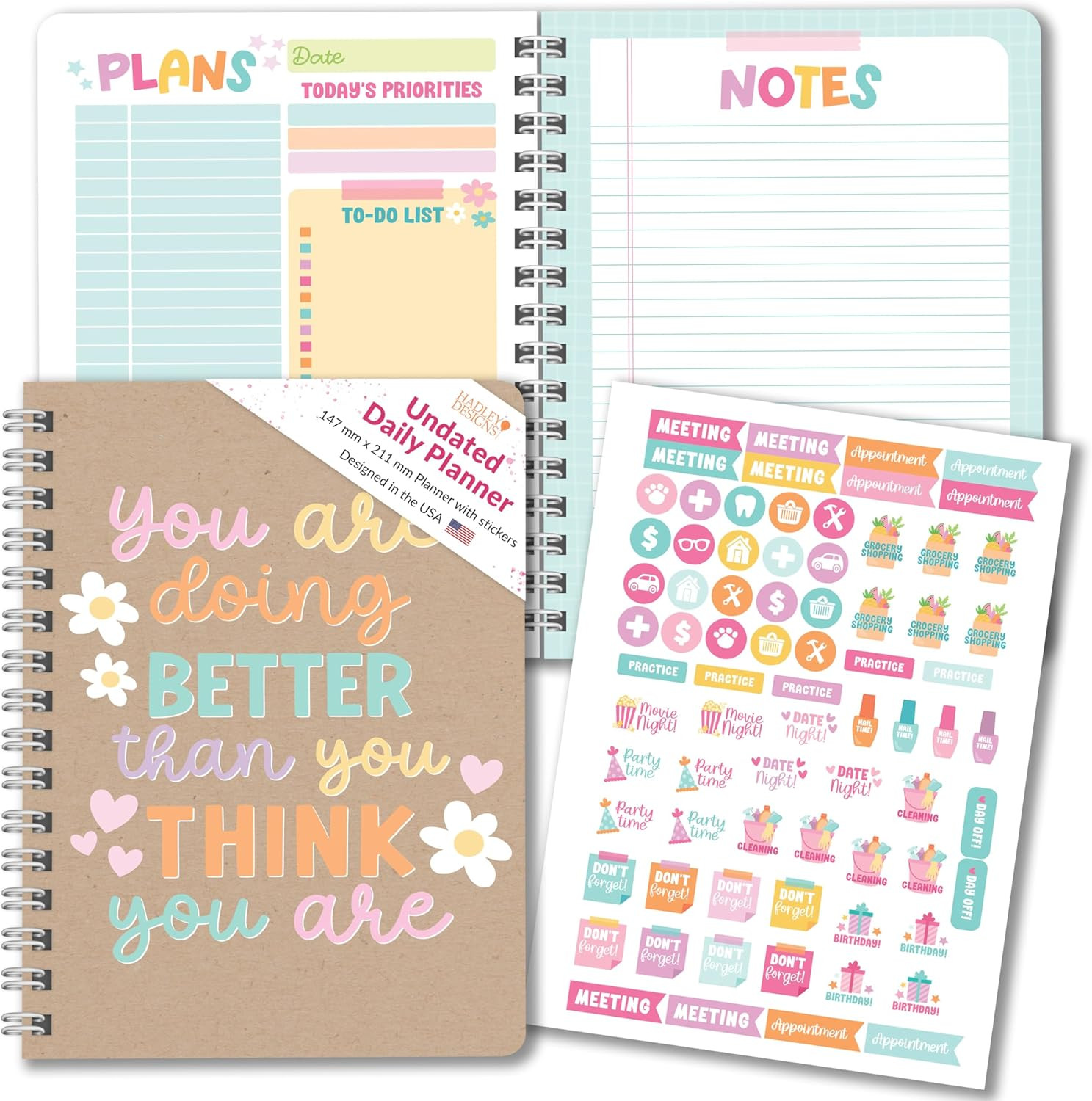 Daily Planner Undated – Undated Daily Planner with Hourly