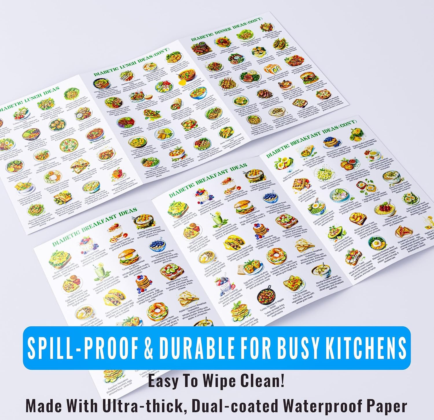 Set of 3 Diabetes Food List Daily Meal Planner – Glycemic Index, Carb Tracker