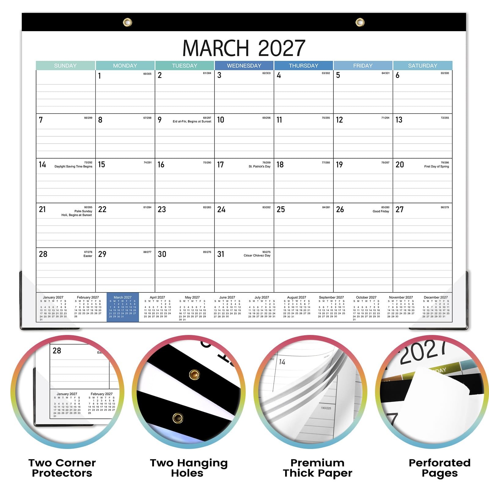 2026-2027 Desk Calendar – 2026-2027, Medium14.8″ x 11.4″, White