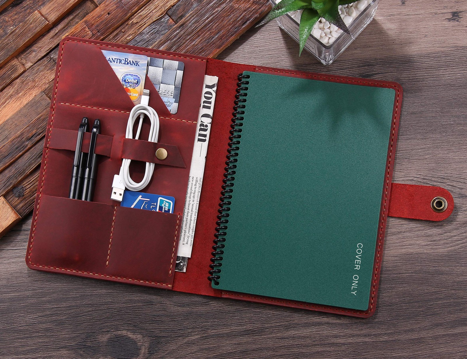 Leather Folio Cover Compatible with Rocketbook Executive Size 6″x8.8″, Handma…