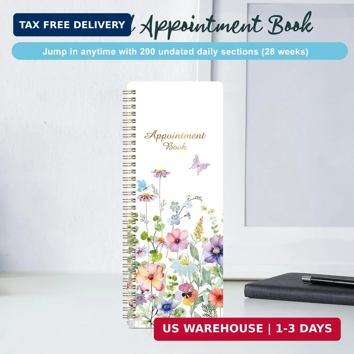 Salon Appointment Book – 11.5″ x 4.7″, 2 Columns, Undated, 6 AM – 9 PM, Professi