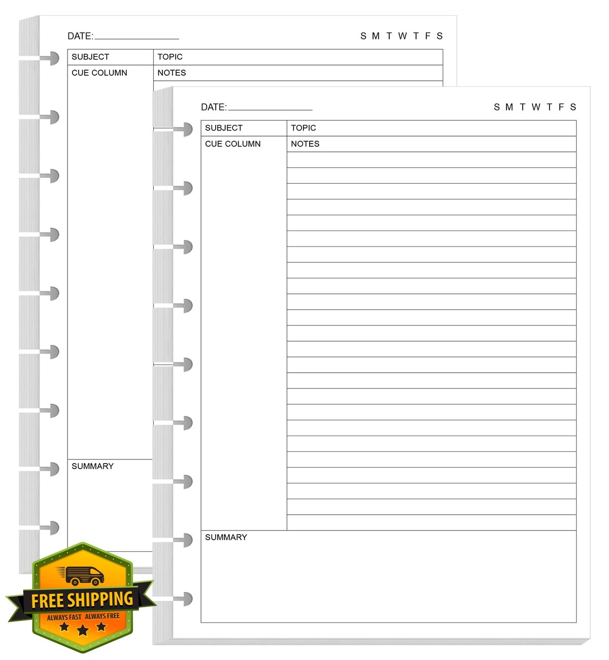 Yaridar 2-Pack 9-Disc Classic Size Cornell Notes Paper