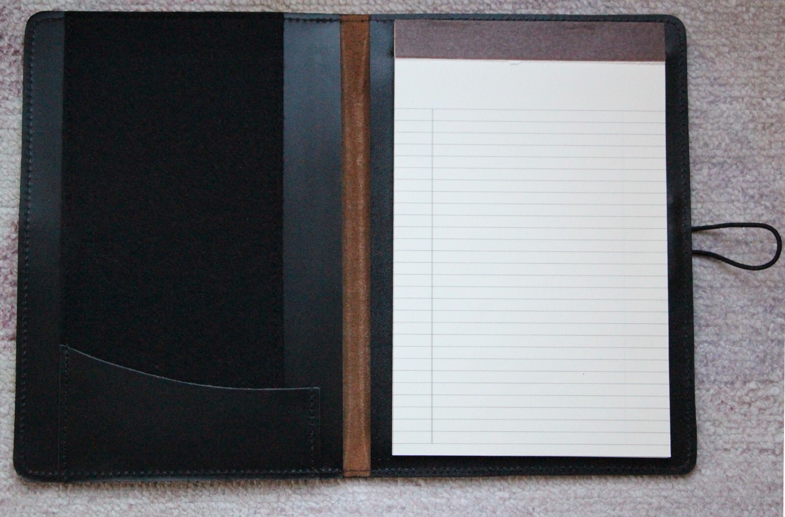 Oberon Design SMALL Leather PORTFOLIO W/ NOTEPAD 8″ X 5″- HOKUSAI WAVE in SADDLE