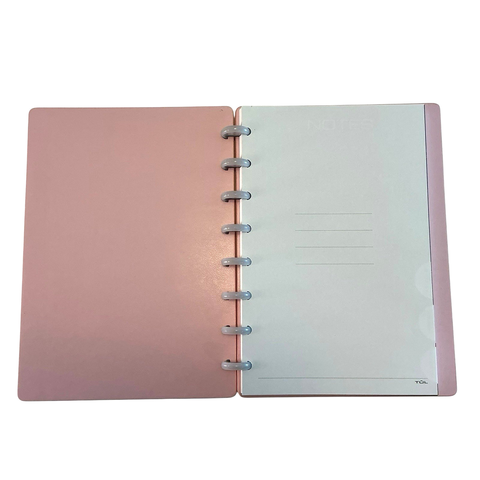 TUL Discbound Notebook Junior Leather Pink Cover, Refillable, Journal, Planner