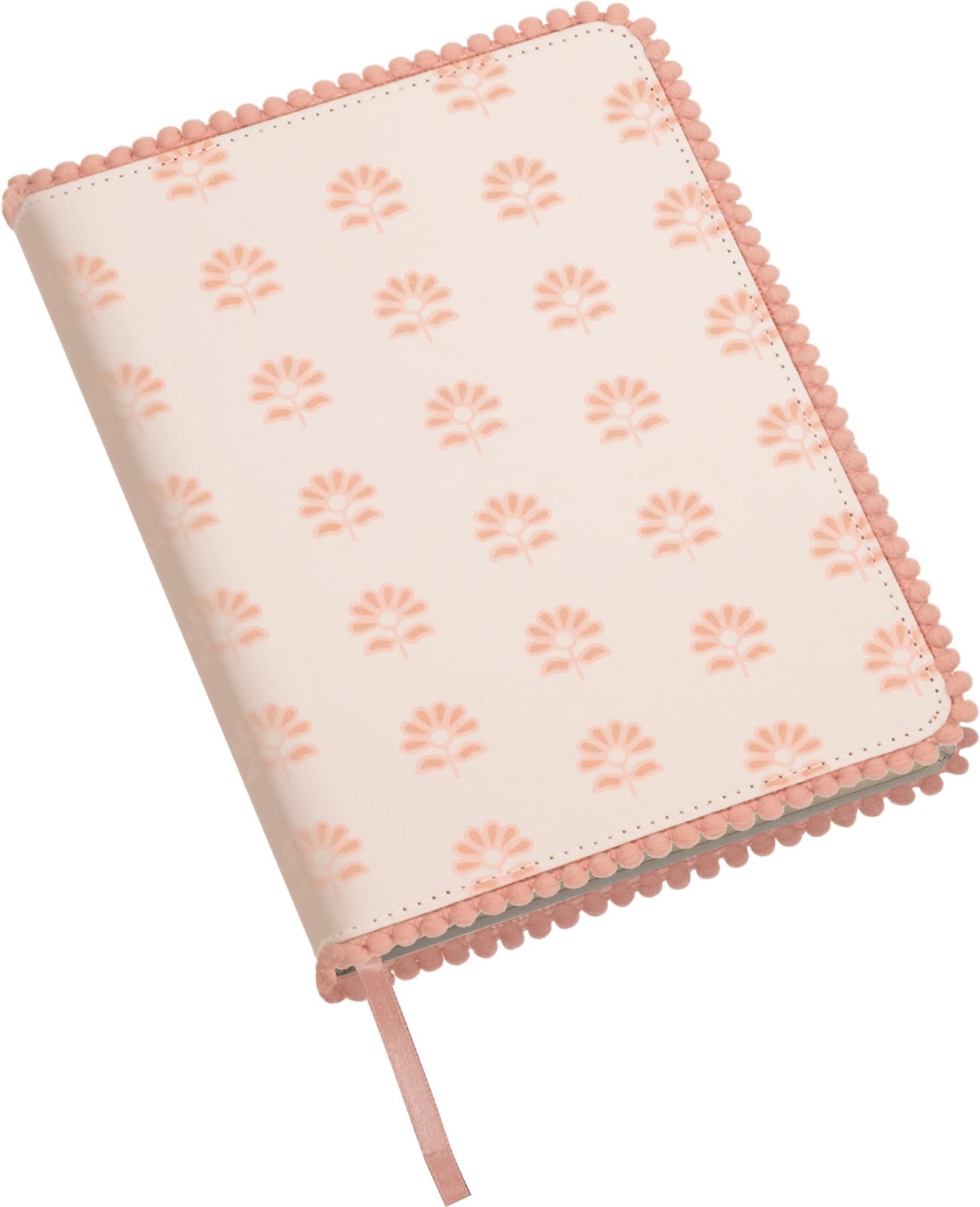 Eccolo Pom Notebook Journal, Linen Flexicover, Medium, Peach Blockprint