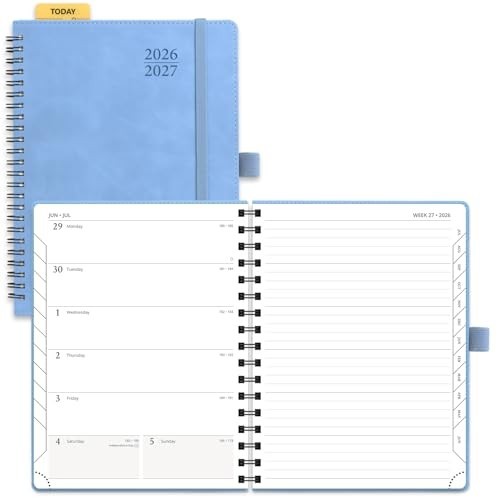 Academic Weekly & Monthly Planner 2026-2027, 6.5″x8.5″, Spiral Softcover, Blue