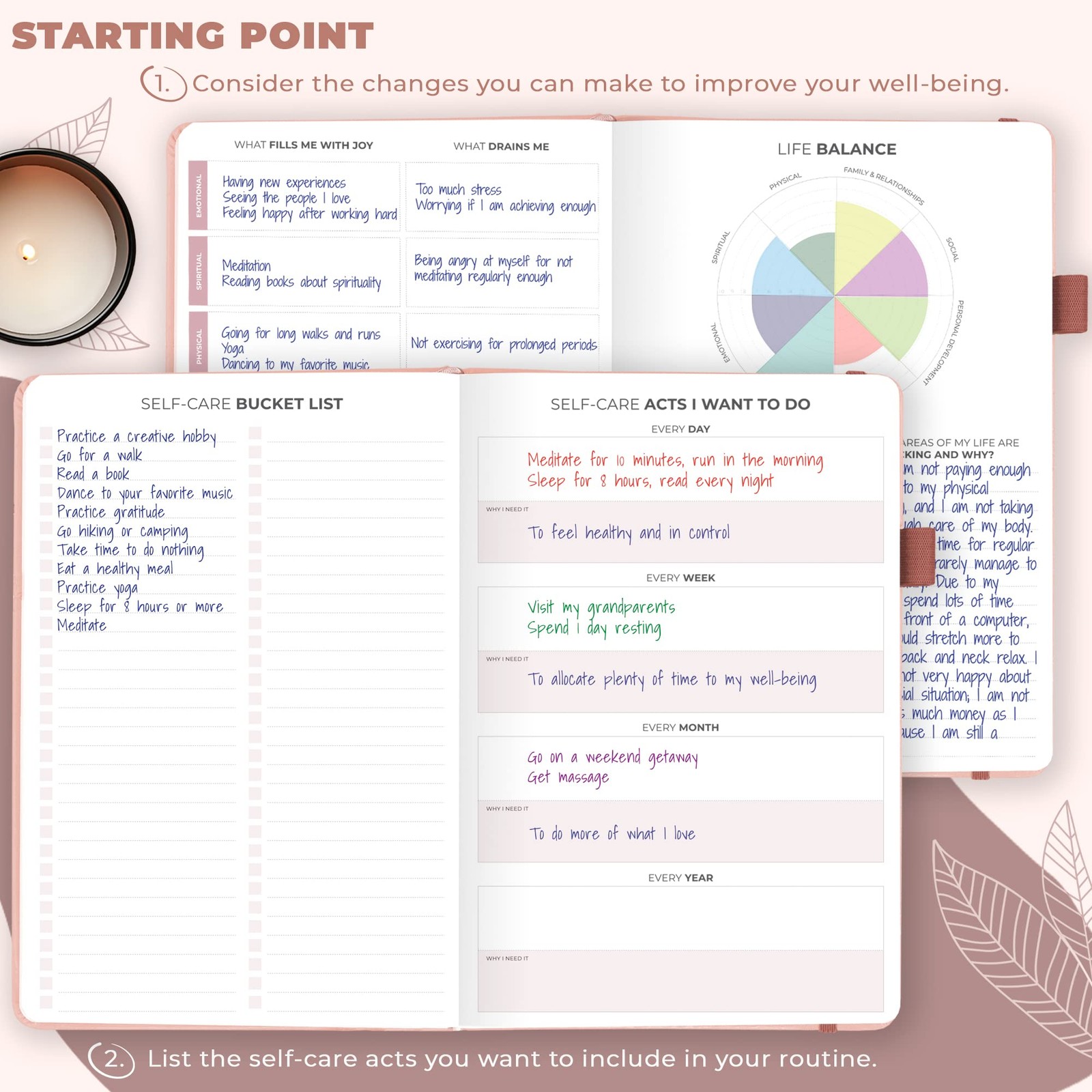 Clever Fox Self-Care Journal – Daily Reflection A5 (5.8” x 8.3”), Rose Gold