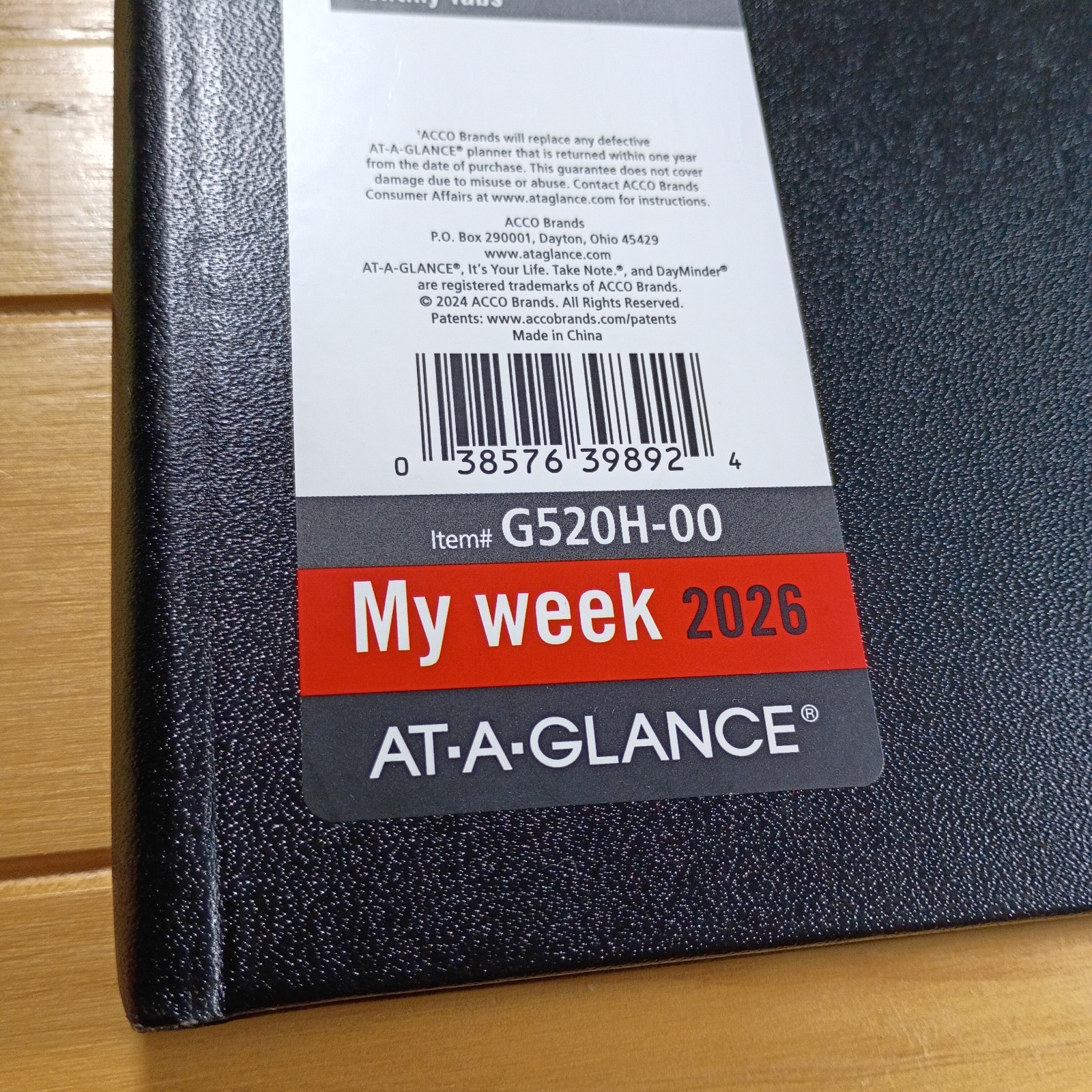2026 AT-A-GLANCE My Week DayMinder Item #G520H-00 New.