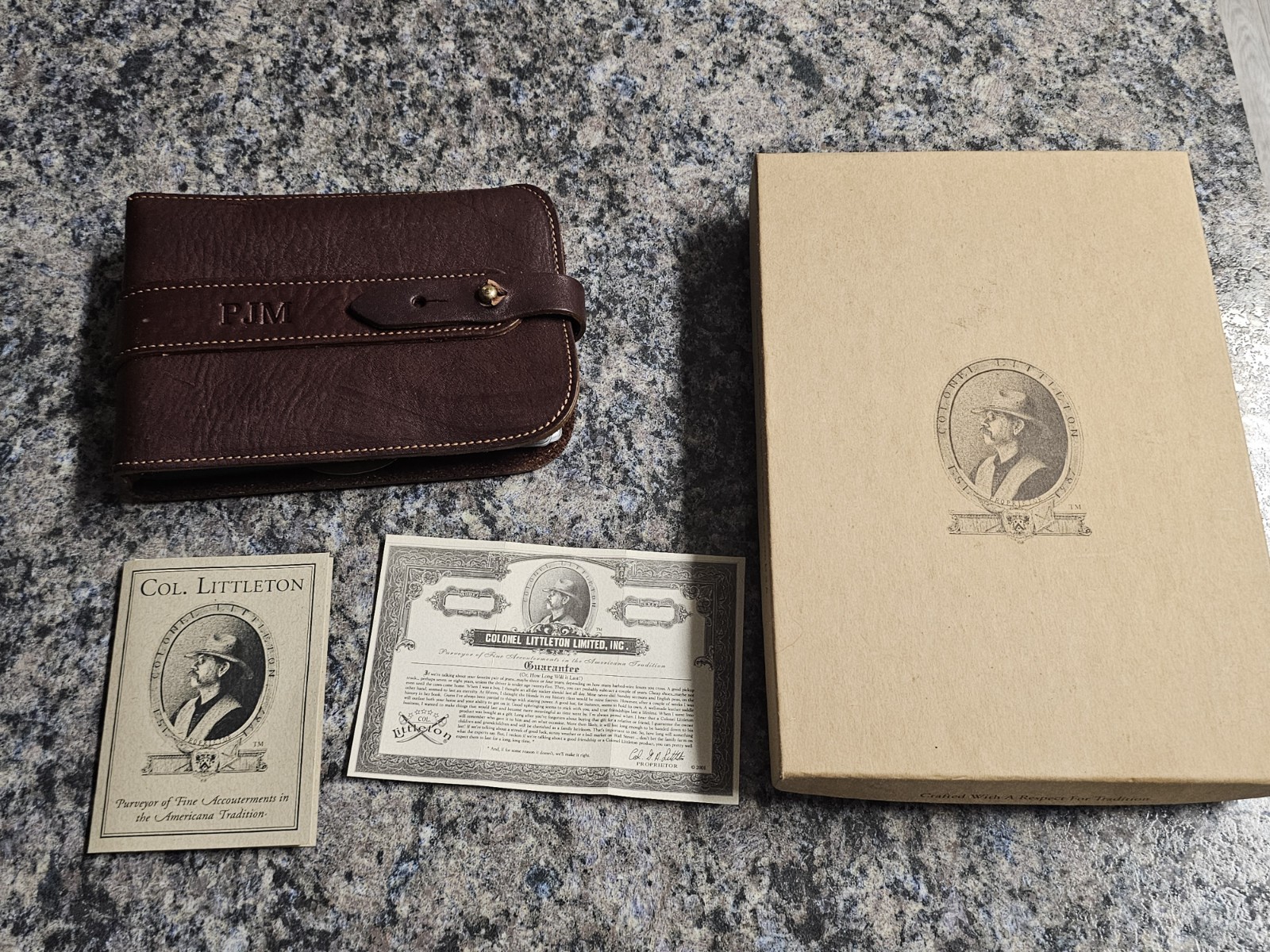 Colonel Littleton No. 17 Photo Journal Leather Inscribed “PJM” In Original Box