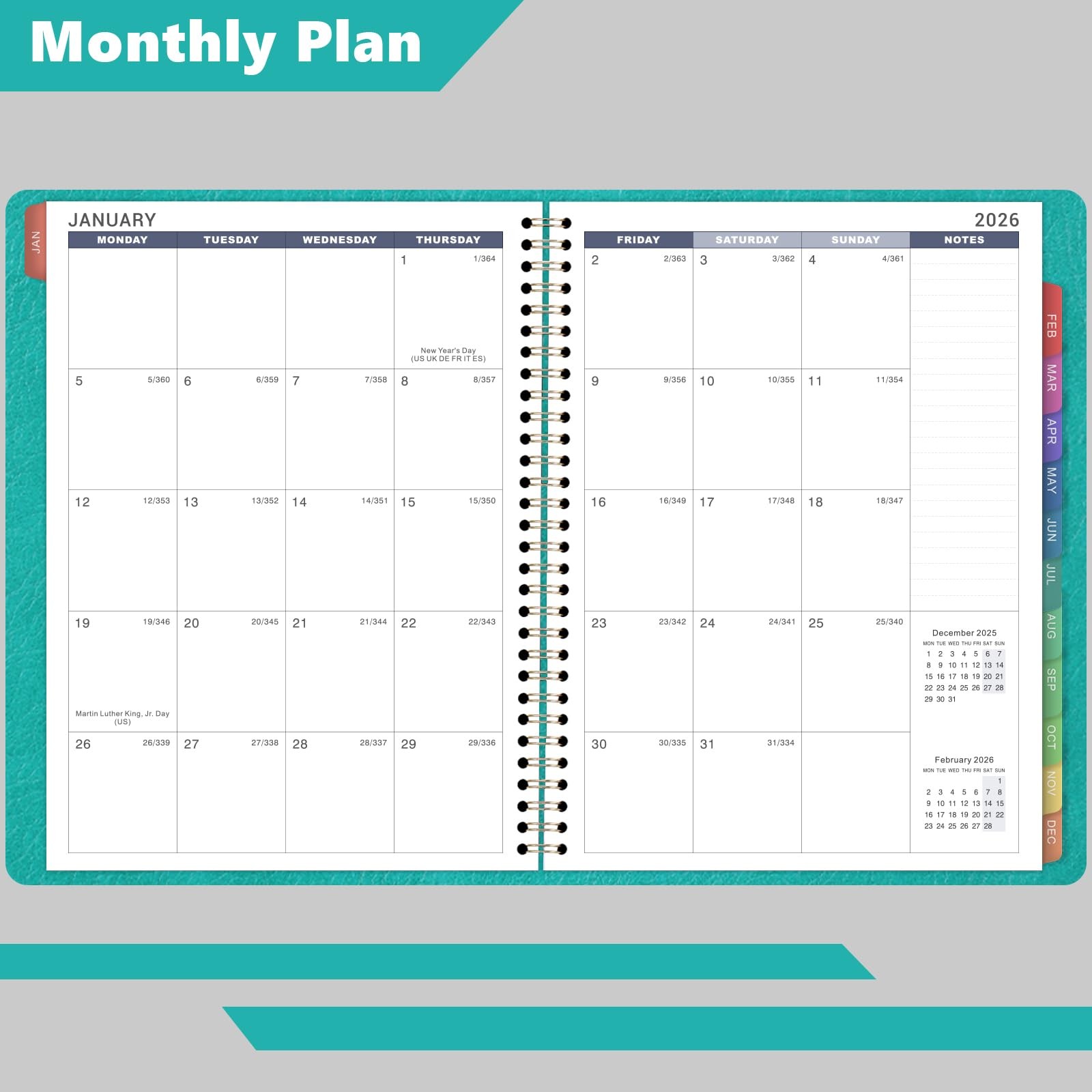 Turquoise 2026 Weekly Appointment Planner Hourly Schedule 15 Minute Intervals
