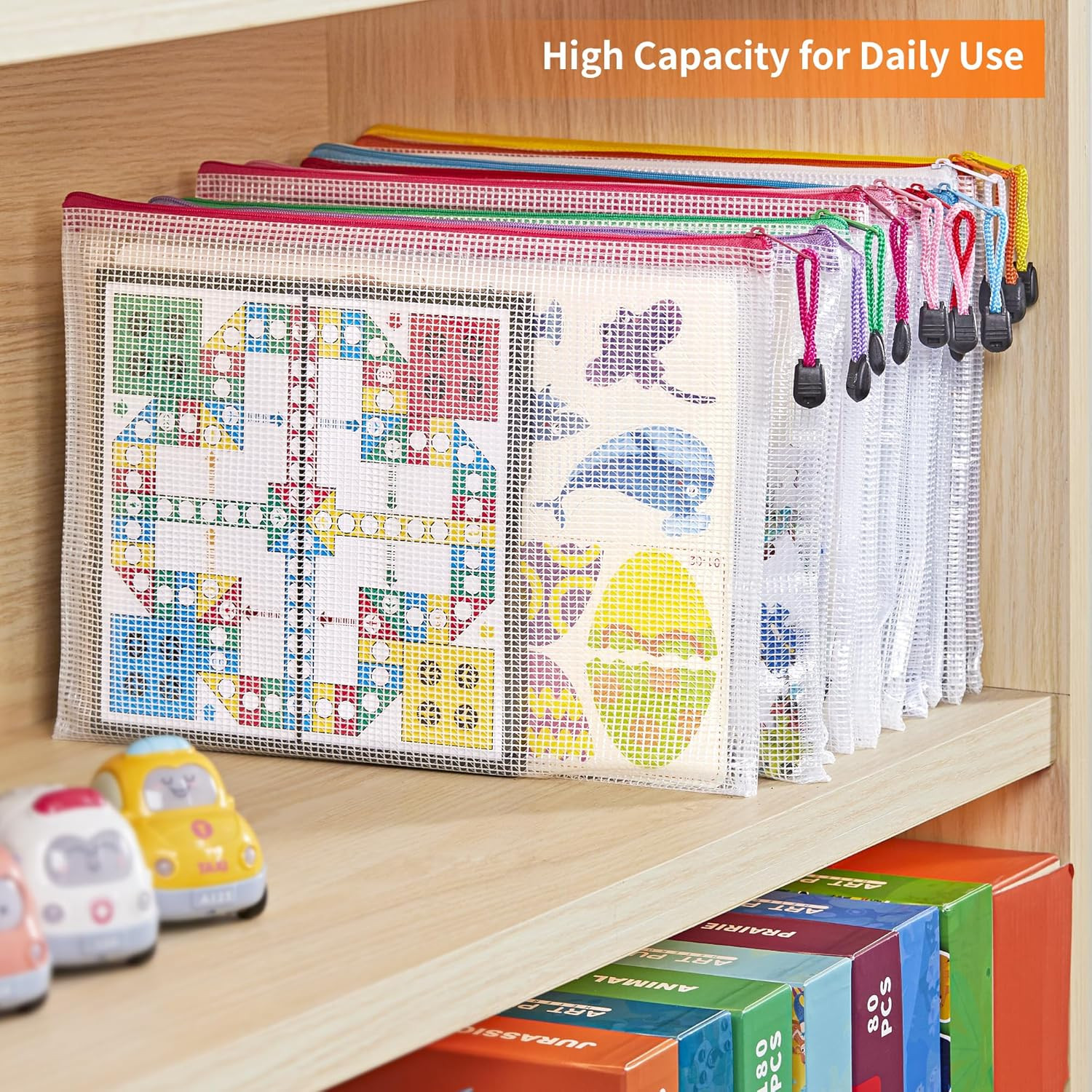 A4 Letter Size 24 Pack 10 Colors Zipper Mesh Document Pouch, Mesh Bags for Board