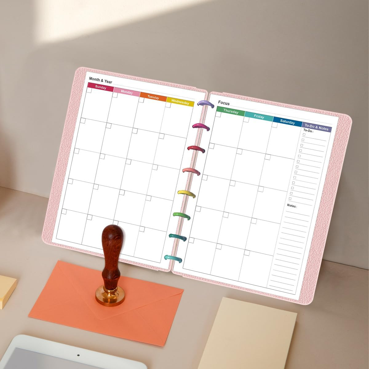 Junior Size Monthly Planner Refills – 53 Sheets/106 Pages Undated Colorful Mo…